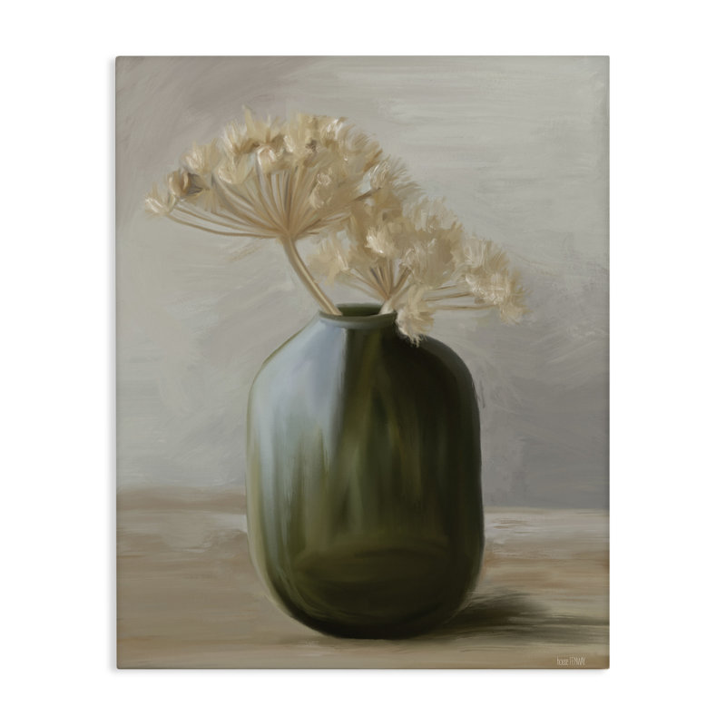 Fleurs séchées dans un vase en toile verte, design par House Fenway, H 40 po x l 30 po