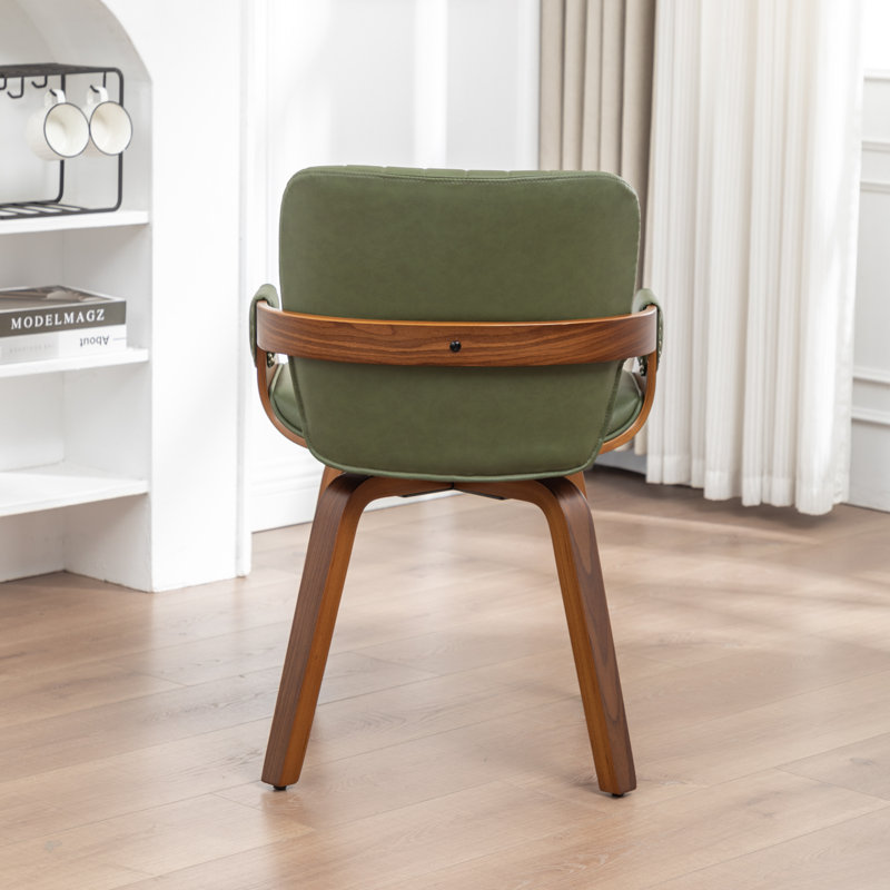 Fauteuil de salle à manger rembourré Berneta, Vert