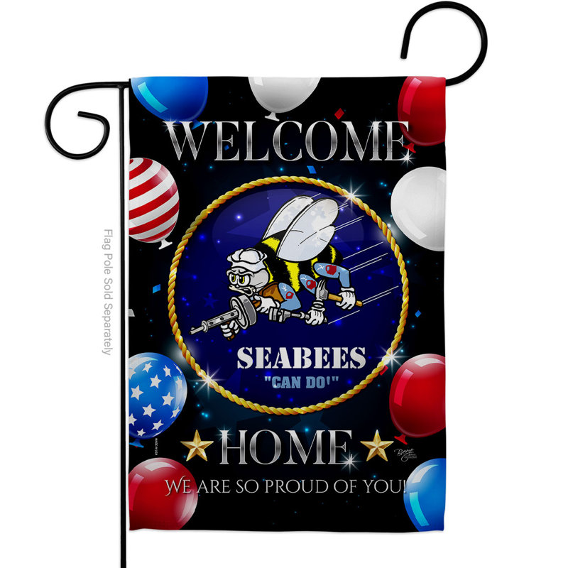 Drapeau de jardin en polyester 18,5 po x 13 po Welcome Home Seabee Garden