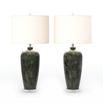 Eclipse, Elegant MCM 31" Tall Classy Green Color - Glass Table Lamps
