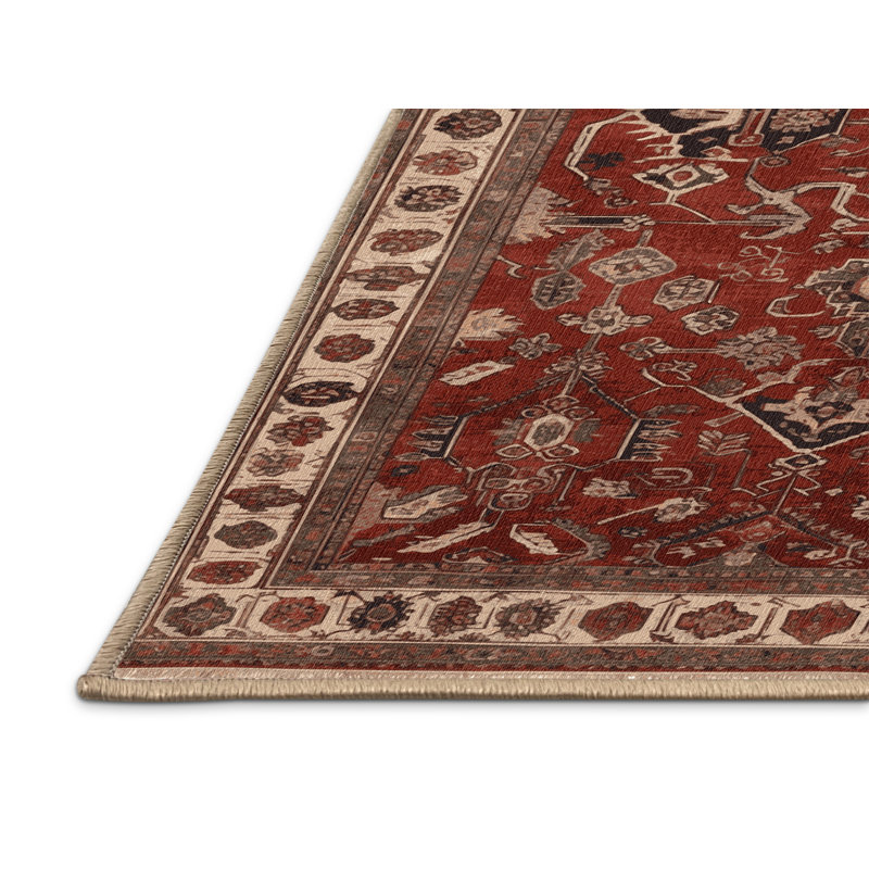 Machine Washable Persian Brown Area Rug, Rectangle 7' x 10'