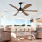 Smart 60" Indoor/Outdoor Ceiling Fan With Light, Dual Finish Black/Walnut 6-Blade, Remote Control, Dimmable LED, 6-Speed Quiet DC Motor, Reversible-1144667305-1144667316