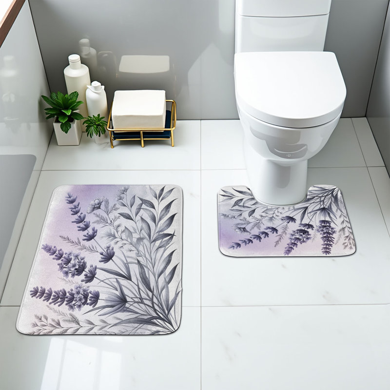  Ensemble de tapis de salle de bain lavande 2 pièces
