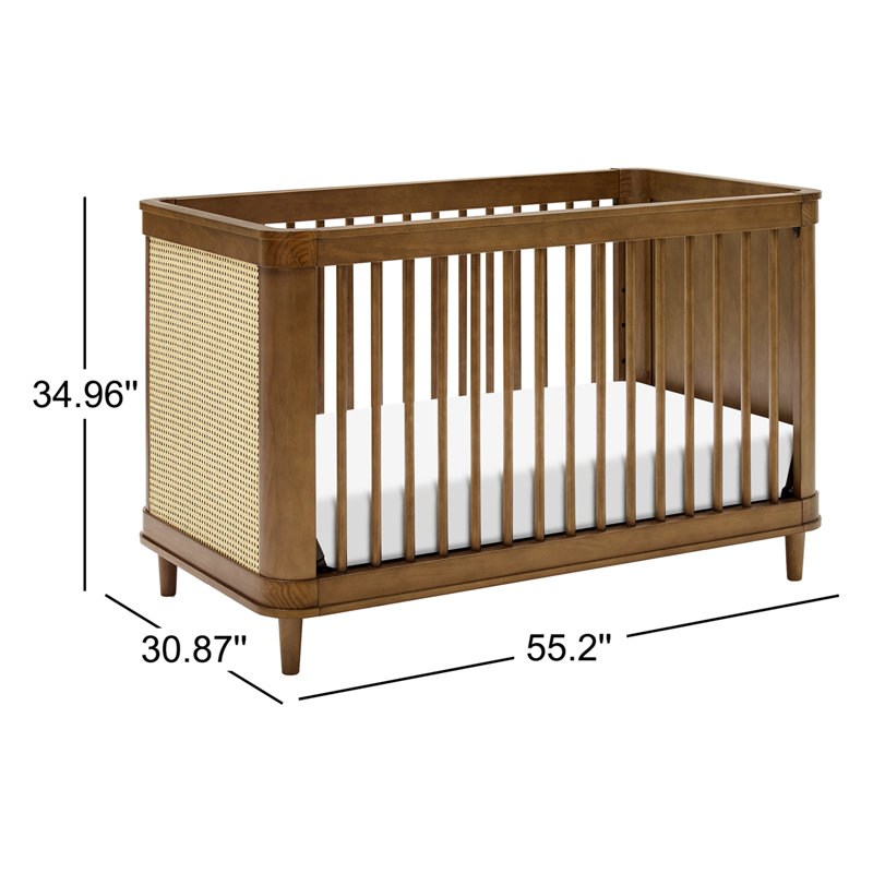 Marin with Cane 3-in-1 Convertible Crib, Natural/Walnut