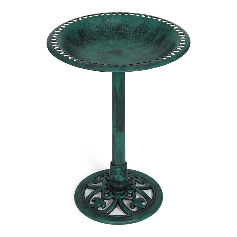 27 Inch Polyresin Outdoor Garden Bird Bath - Green