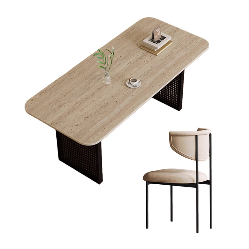 Pupitre beige avec pieds en métal noir, H 29,52 po x l 70,86 po x P 35,43 po