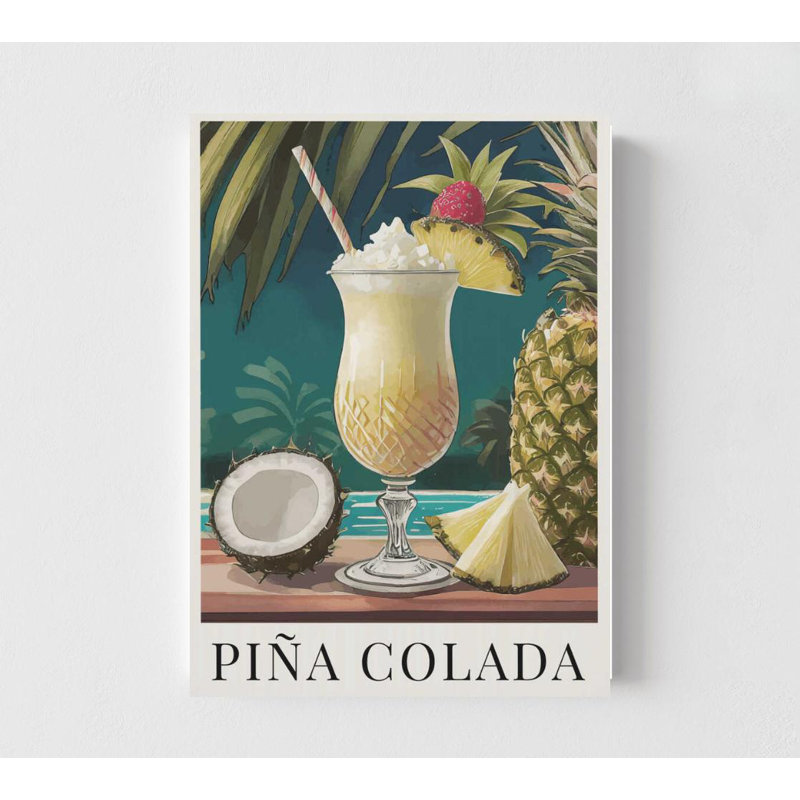 Art mural Pi pi Colada: impression cocktail tropical, Ne s’applique pas, H 16 po x l 12 po, Impression sans cadre