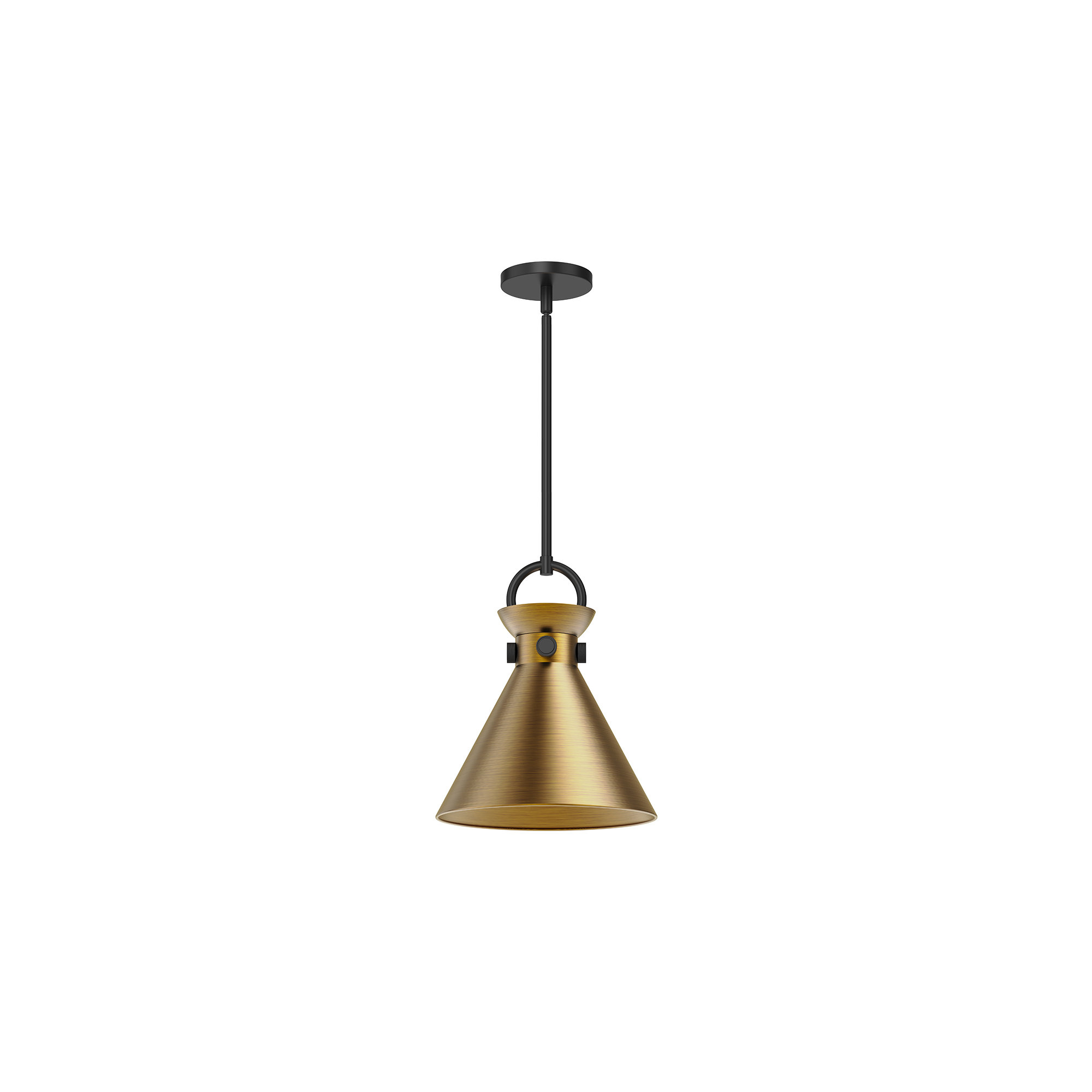 Tiney Single Light Metal Steel Pendant, Gold, 12.75" H x 10.5" W x 10.5" D, Matte Black