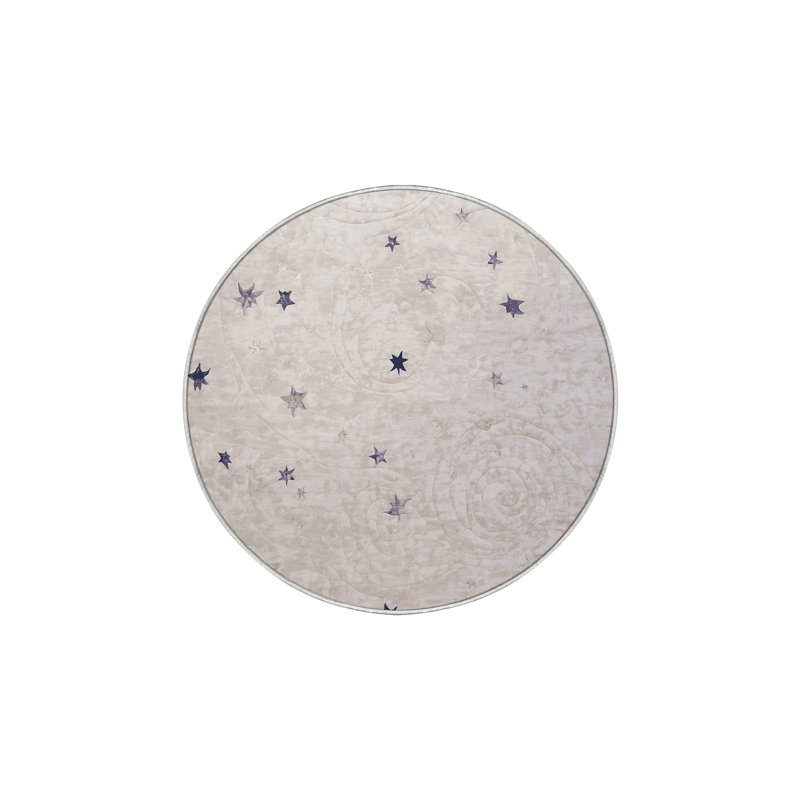 Tapis beige lavable à la machine, Rond 8 pi