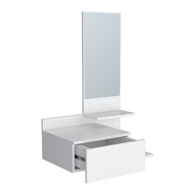 Armoire flottante pour couloir Lowell, salon, Blanc / Blanc