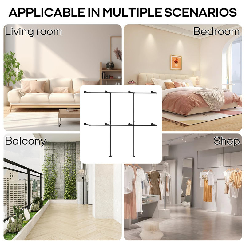 Adjustable Wall Mounted Clothes Rack