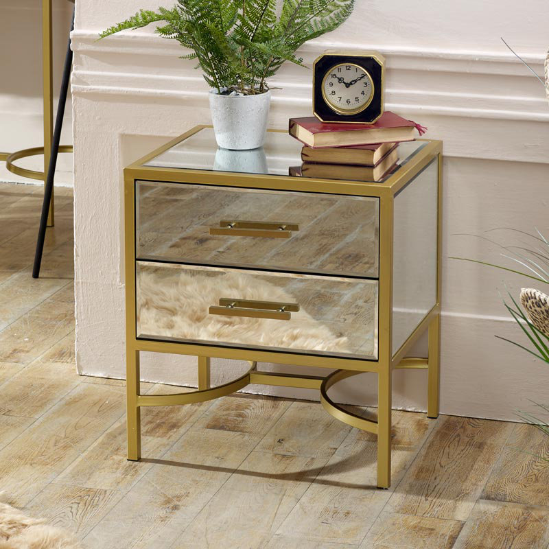 Belleville 50 cm W Glass Bedside Table