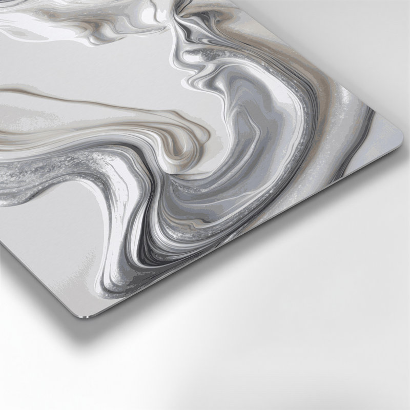 Abstrait fluide, art mural gris en métal 90, H 11 po x l 14 po