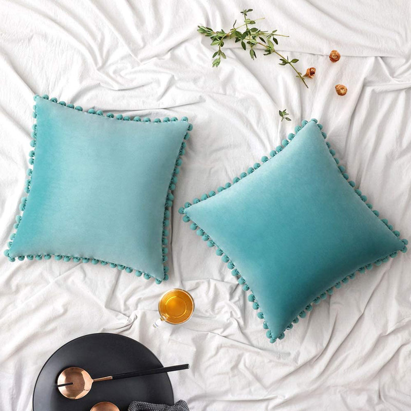 Housse de coussin Fortham, 18 po x 18 po, Turquoise