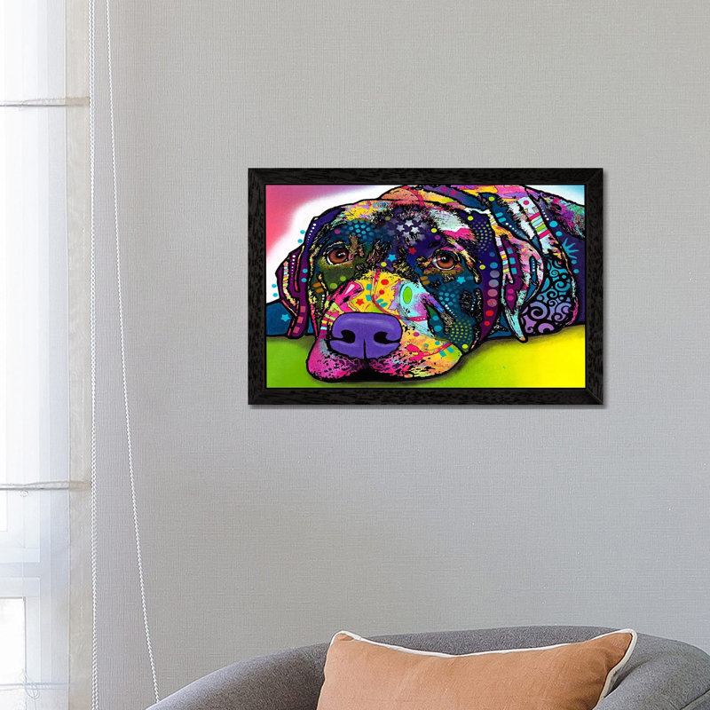 Savvy Labrador by Dean Russo - Print on Canvas, 152.5 cm H x 101.5 cm W, Black Framed