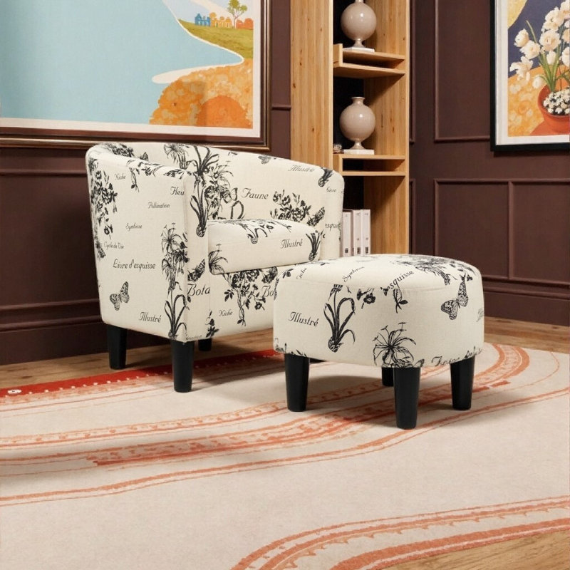 Ensemble de chaise d'appoint et de repose-pieds d'inspiration rétro