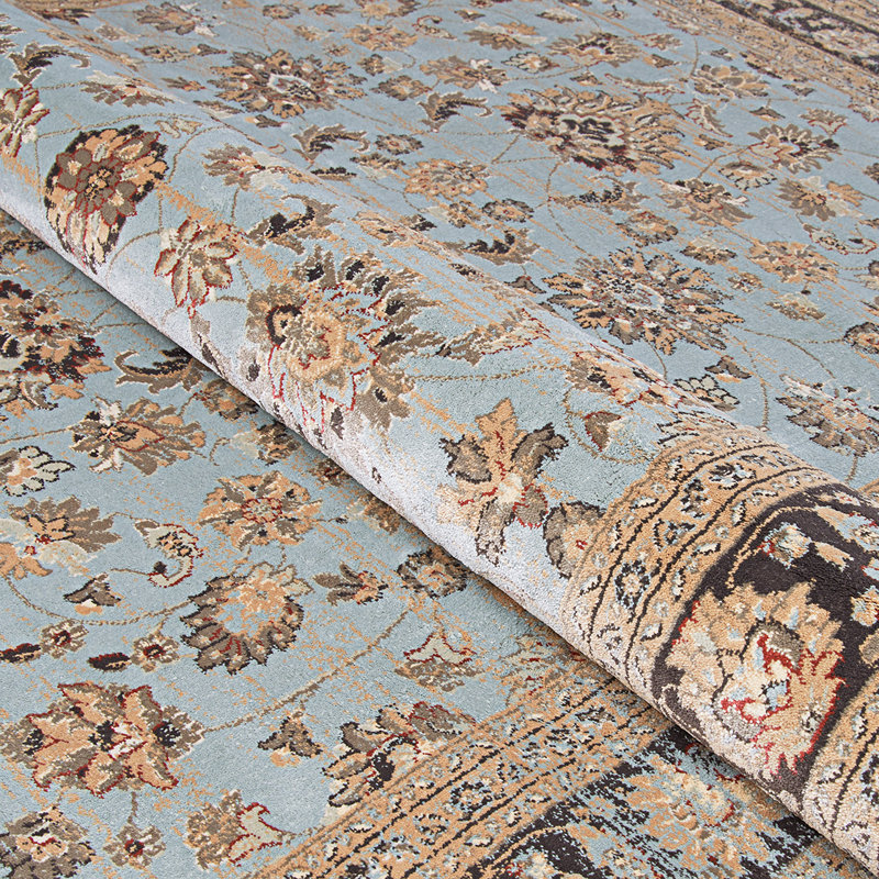 Tapis bleu ciel/noir Connors, Rectangle 2 pi x 3 pi 7 po