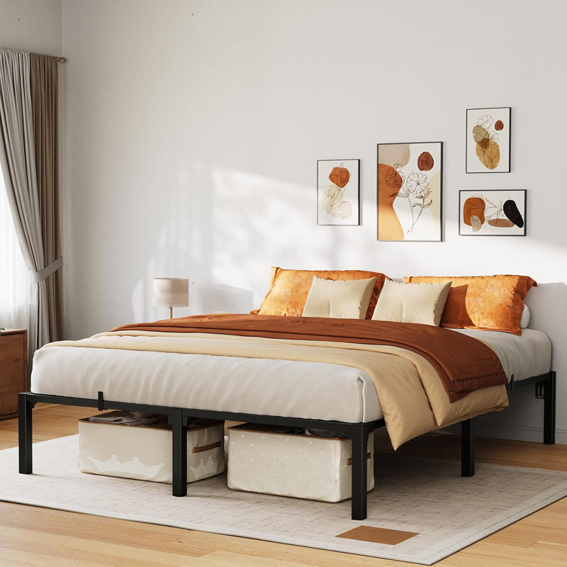 FULL 16" Metal Platform Bed Frame: Heavy Duty, No Box Spring Needed, Under-Bed Storage