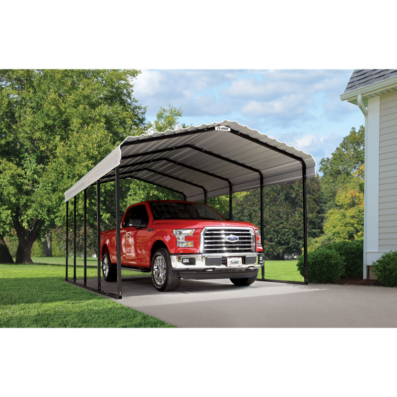 Galvanized Steel Carport, 12X20X9, Eggshell