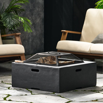 Foyer au bois gris foncé - oxyde de magnésium carré 29 po, zone de refroidissement extérieur, brûleur de 28,45 po x 17,31 po, 54,1 lb, profondeur, largeur, hauteur,