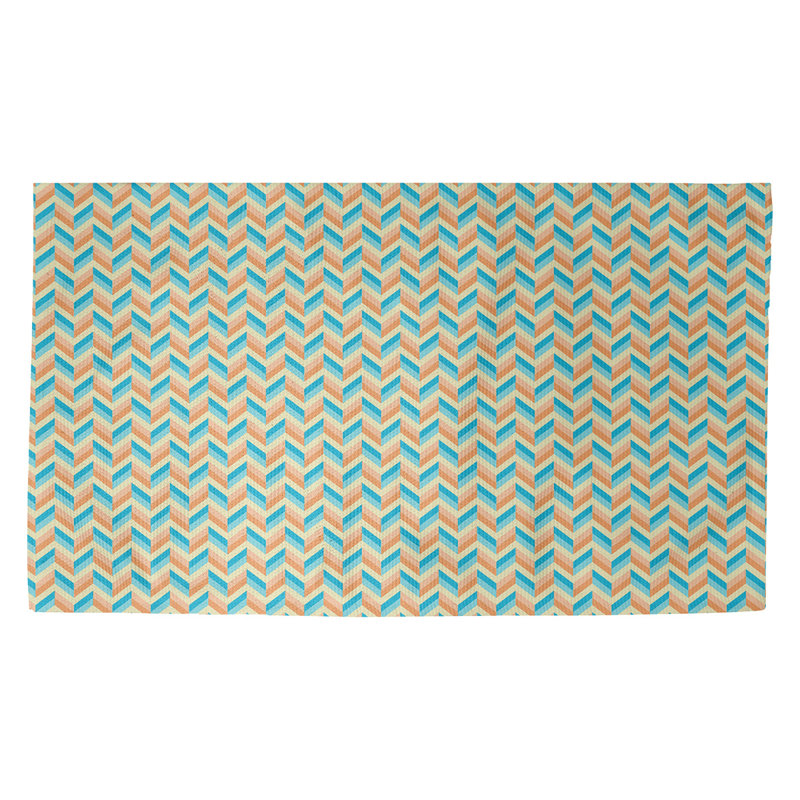 Tapis de porte à chevrons Avicia, Rectangle 3 pi 3 po x 5 pi 3 po, Bleu / orange / jaune