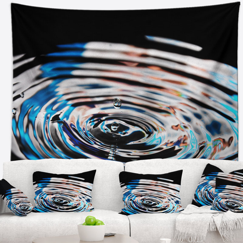 Tapisserie abstraite d’eau mauve magnifique, H 50 po x l 60 po