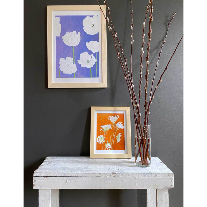 White Poppies On Violet Painting by Jessica Hollander, 11" H x 8.5" W