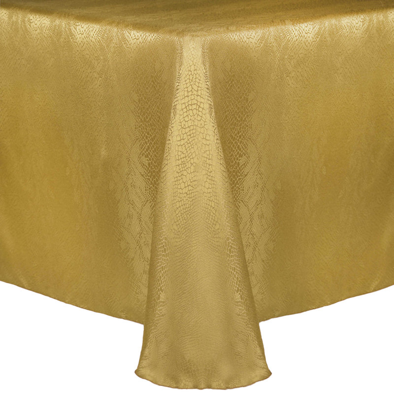 Ultimate Textile Modern Damask Kenya 60 X 84-Inch Oval Tablecloth Flax Gold