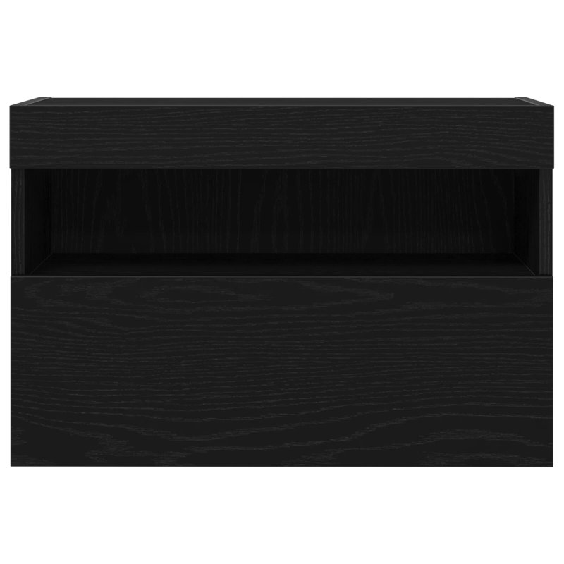 TV Wall Cabinet Wood Standard Rustic TV Stand, Black Oak