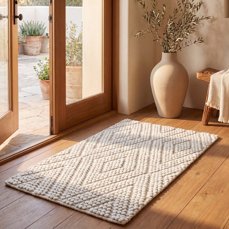 Tapis ivoire fait à la main Elle, Rectangle 2 pi x 3 pi
