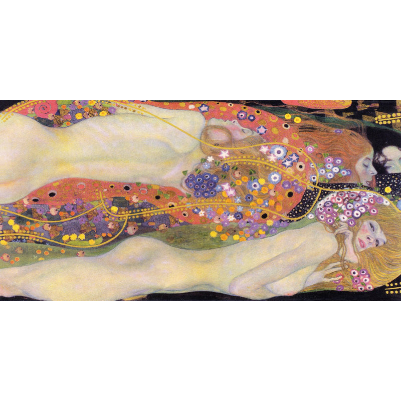 Water Serpents II (1907) par Gustav Klimt - Peinture, H 20 po x l 40 po x P 1,5 po, Papier