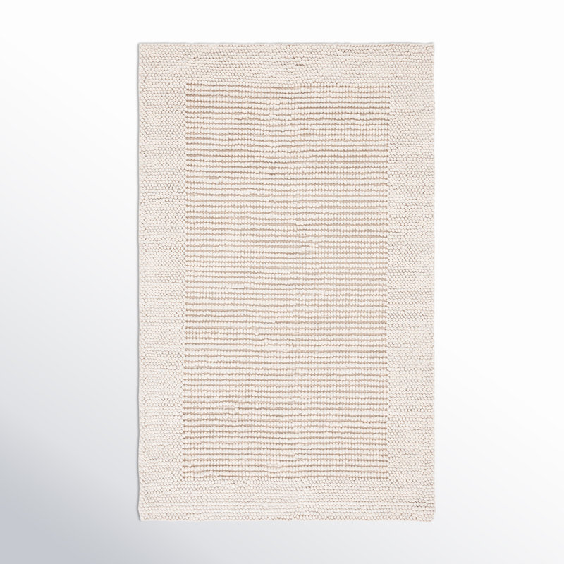 Tapis en laine / coton tissé à la main Burdick en ivoire / beige, Rectangulaire 8 pi x 10 pi
