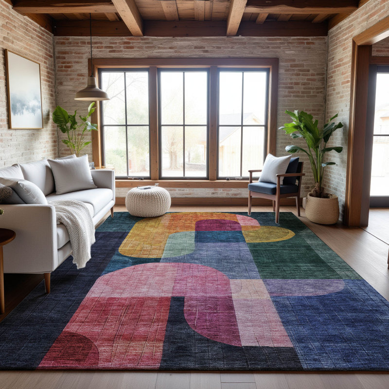 Tapis contemporain de qualité supérieure lavable à la machine Dilorenzo AMF1122, Rectangle 10 pi x 14 pi