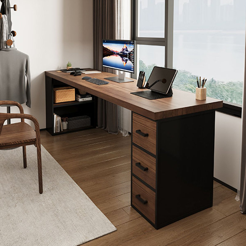 Bureaux rectangulaires en bois massif brun, H 29,53 po x l 70,87 po x P 23,62 po, Retour à droite