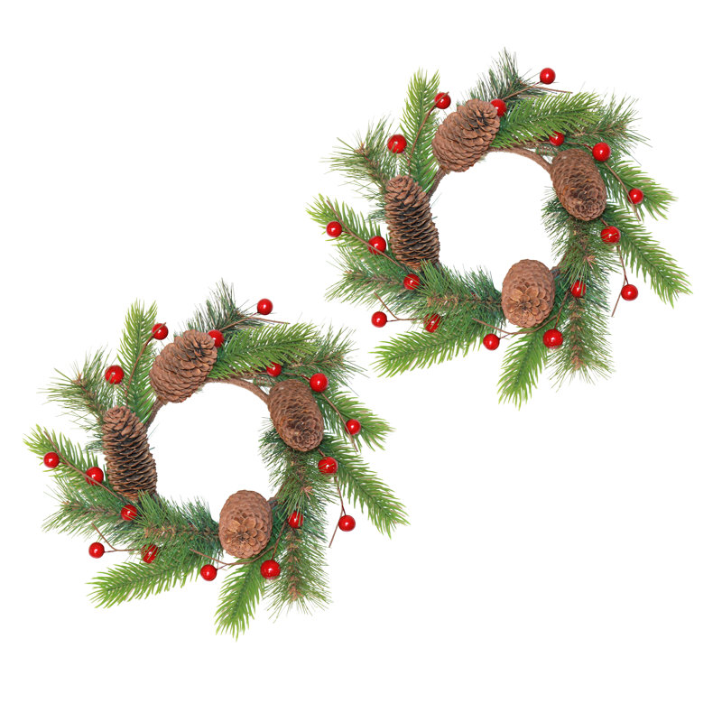 Pine Cones & Berries Candle Ring
