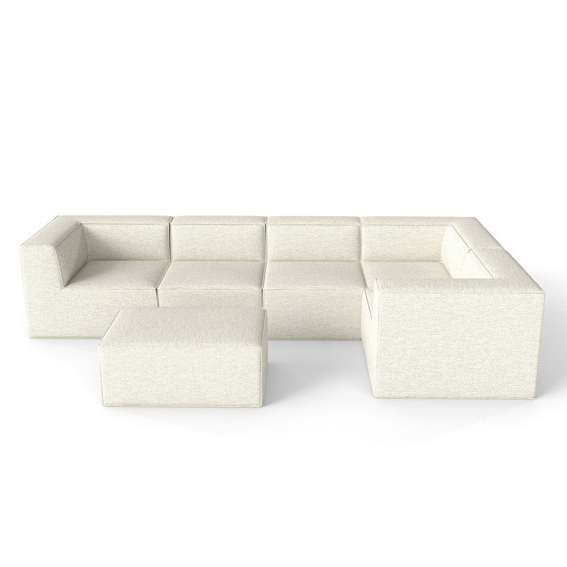 Compression Comfy Cloud 135" 6-Piece Modular Sectional Sofa – Upholstered L-Shaped Couch With Soft Cushions, Ideal For Large Living Rooms
