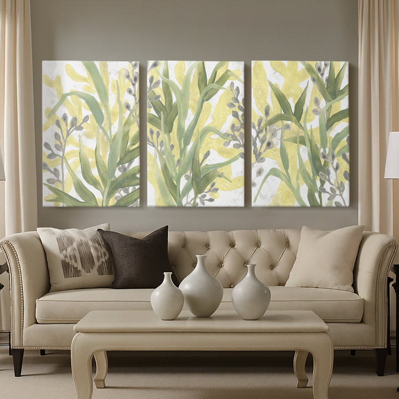 Sea Grass Fresco I - Toile tendue avec châssis sur mesure - 3 pièces