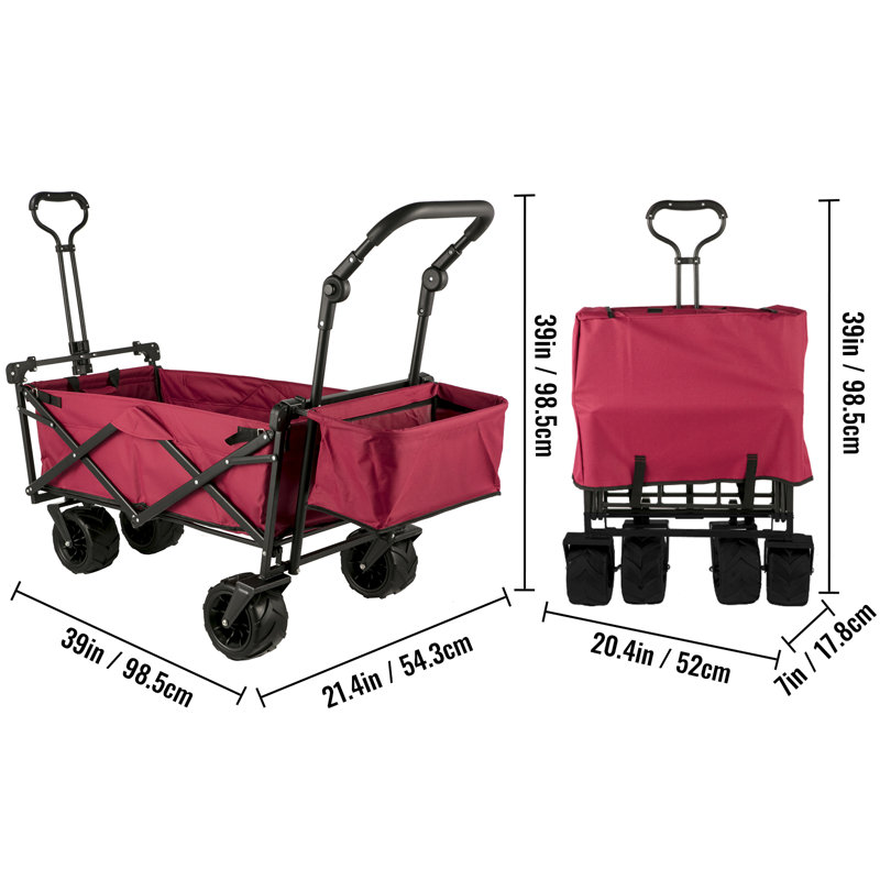 Collapsible Folding Wagon Cart Bags and Storage, Red