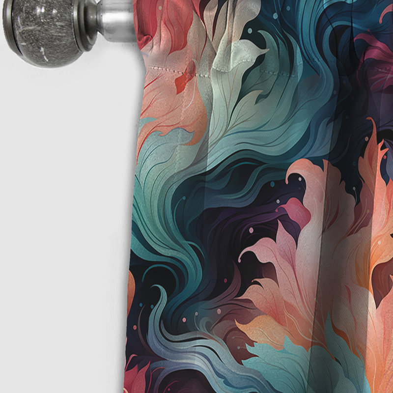 Corail illusion motif tropical - rideau floral - rideau occultant floral - 1 panneaux, L 52 po x L 120 po