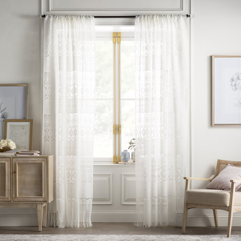 Panneau de rideau simple diaphane avec passe-tringle Vidor, L 60 po x L 108 po, Blanc