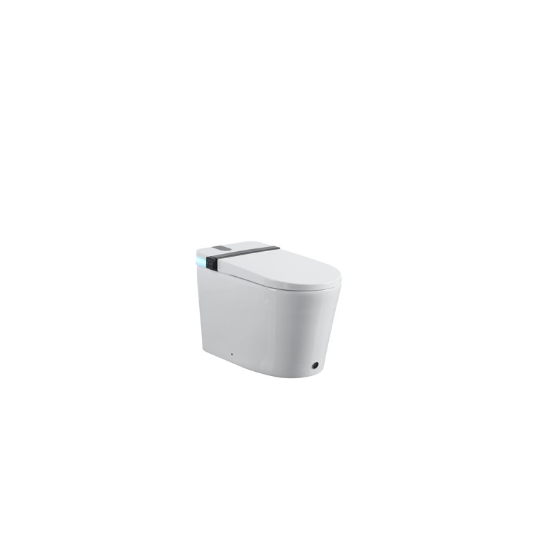 Modern Bathroom Smart Toilet In White Ceramic With Auto Open/Close Cover, Multiple Wash Modes, Foot Sensor, And Night - 27.41 Depth, 16.44 Width, 18.24 Height, 84.34 Lb Weight Built Bidet Seat, Led