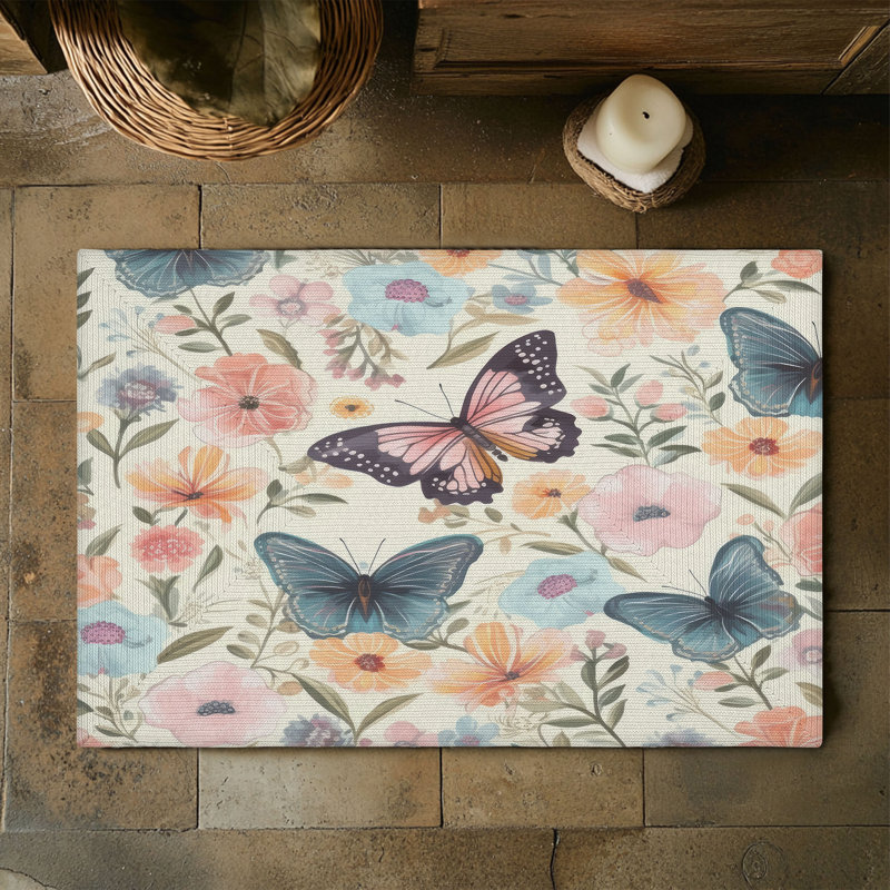 Tapis tressé à motif de fleurs flottantes, Rectangulaire 3 pi x 5 pi