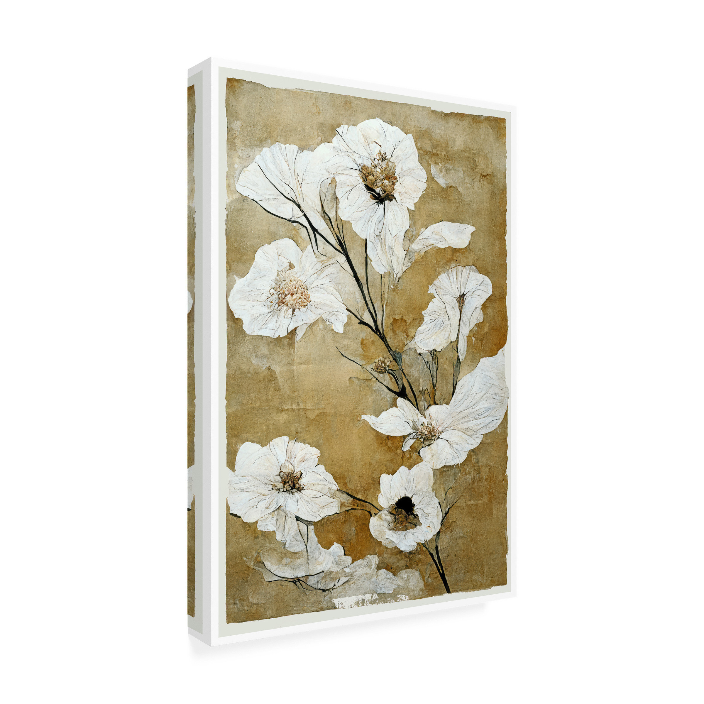 Winston Porter Hannelise White Dry Flowers Framed On Canvas Print | Wayfair