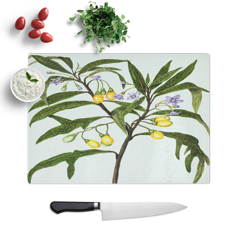 Tempered Glass Poroporo Flowers by Sarah Featon Chopping Board, 39 cm W x 28.5 cm L