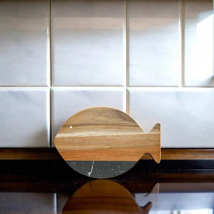 Marble and Acacia Wood Fish Board