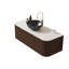 Meuble-lavabo de salle de bain 48 po Dina, meuble-lavabo rayé à bords arrondis avec 2 tiroirs, cuve en céramique noire et plateau en pierre frittée blanc de Carrare, pré-assemblé, grain de bois noyer foncé-132685784-132685783
