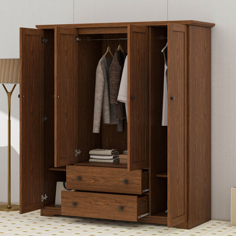 Armoire 4 portes avec 2 tiroirs, Brown