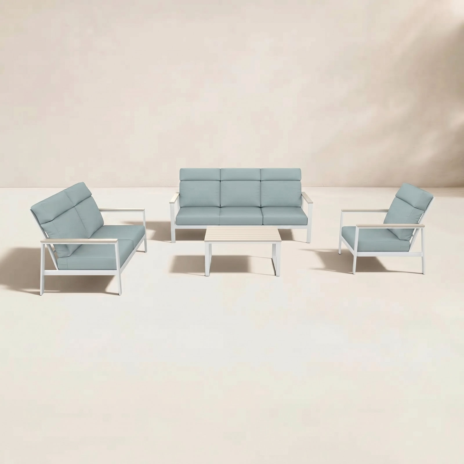 Townsend 6-Person Sunbrella® Patio Seating Group, Bliss Dew, White