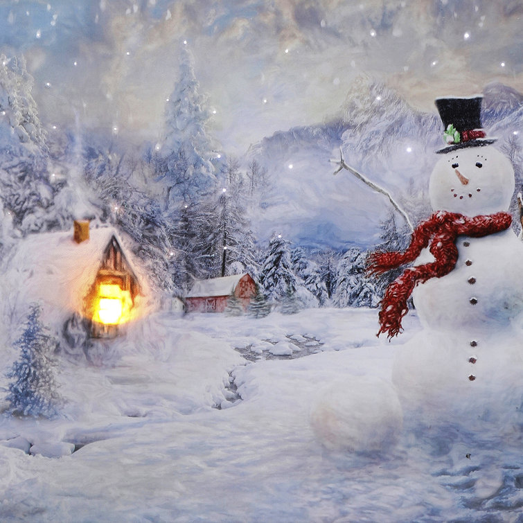 The Holiday Aisle® Snowman Winter Scene On Canvas Painting - Wayfair Canada