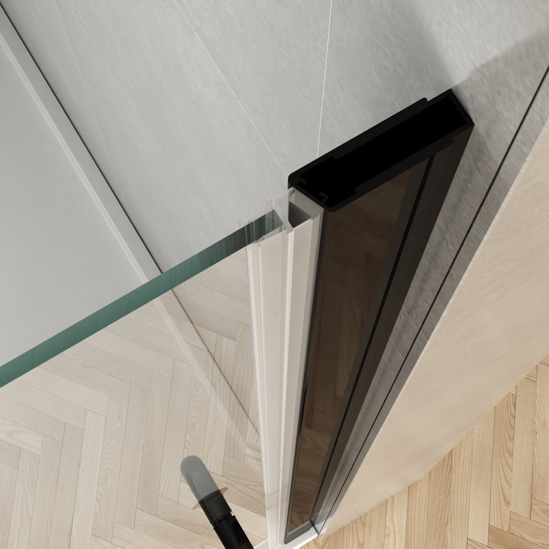 34''-35.5'' Black Aluminum Frameless Bi-Fold Shower Door